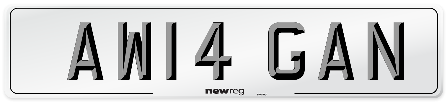 AW14 GAN Number Plate from New Reg